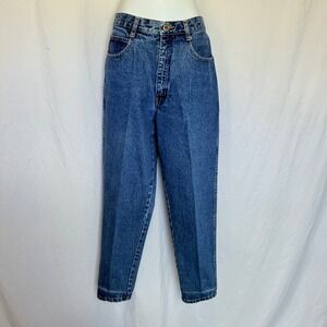 Bill Blass Petites Jeans High Rise Mom Tapered Leg Medium Wash Blue 12P
